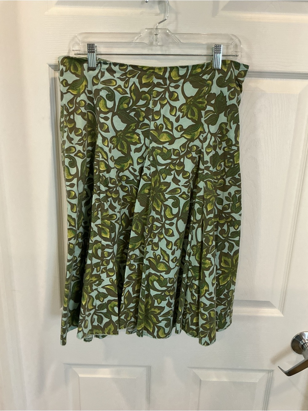 Green Floral A-Line pleated Skirt
